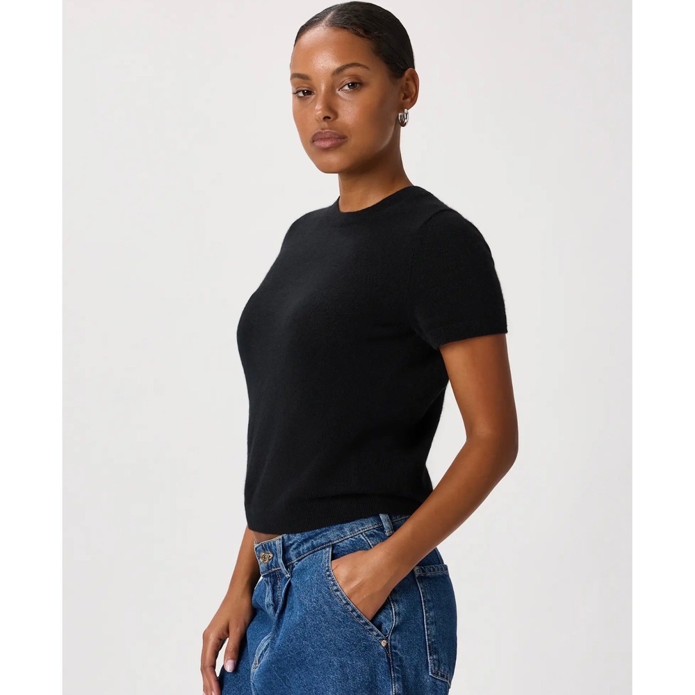 Quince 100% Grade-A Mongolian Cashmere Tee Black Size L
